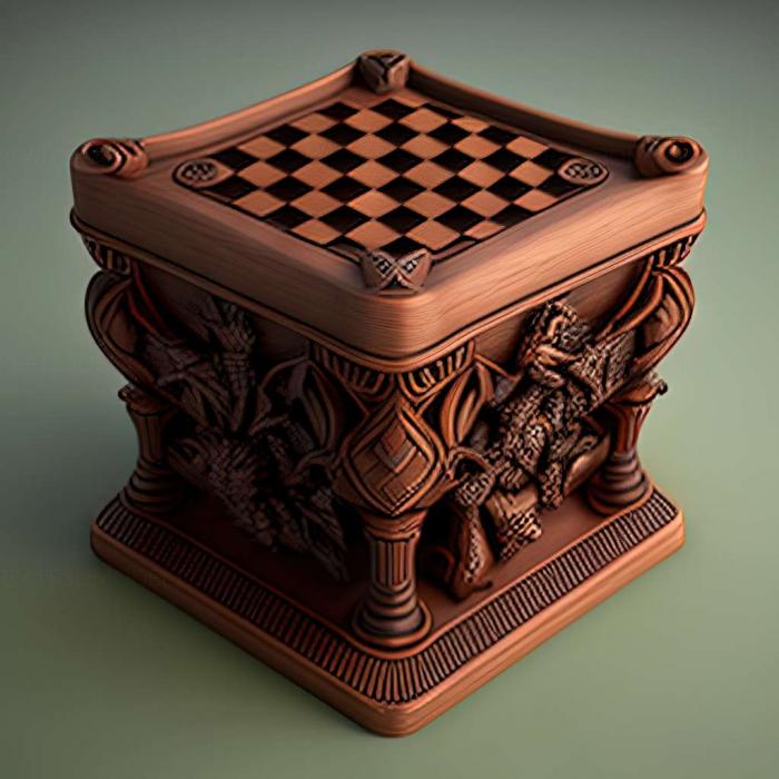نموذج ثلاثي الأبعاد لآلة CNC أثاث طاولة الشطرنج